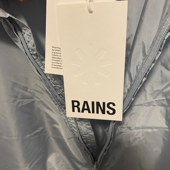 RAINS Track Jacket/Windbreaker In Silver, Size XL - Picture 5 of 6